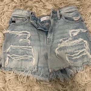 High rise denim shorts